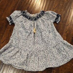 DÔEN Blue and White Smocked DresS NWOT